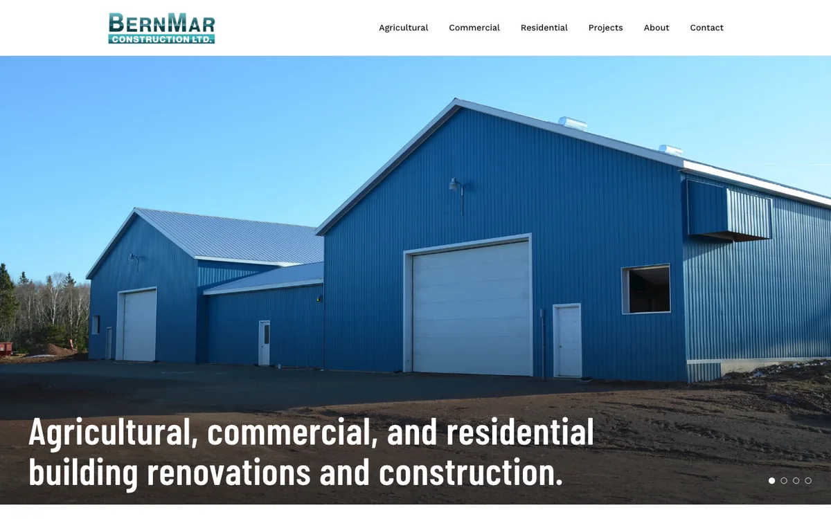 Homepage of the BernMar Construction website