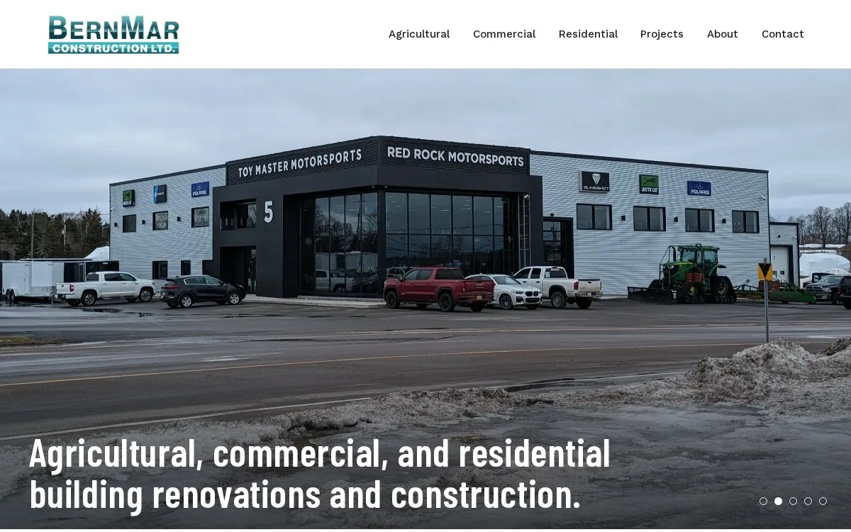 Screenshot of the BernMar Construction website homepage I built
