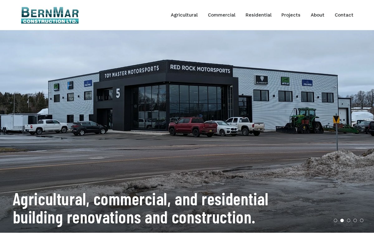 Screenshot of the BernMar Construction website homepage I built