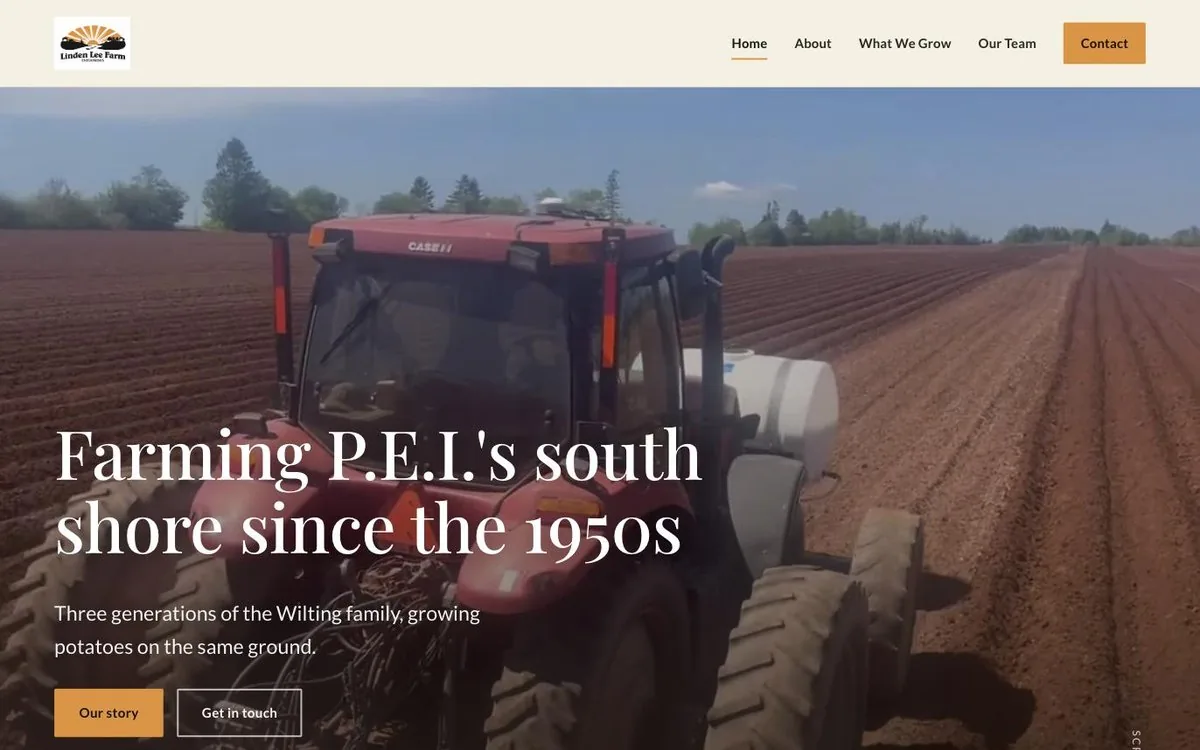 Screenshot of the Linden Lee Farm website homepage I built