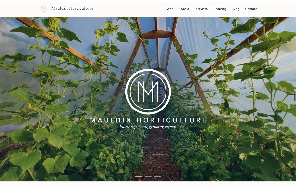 Homepage of the Mauldin Horticulture website