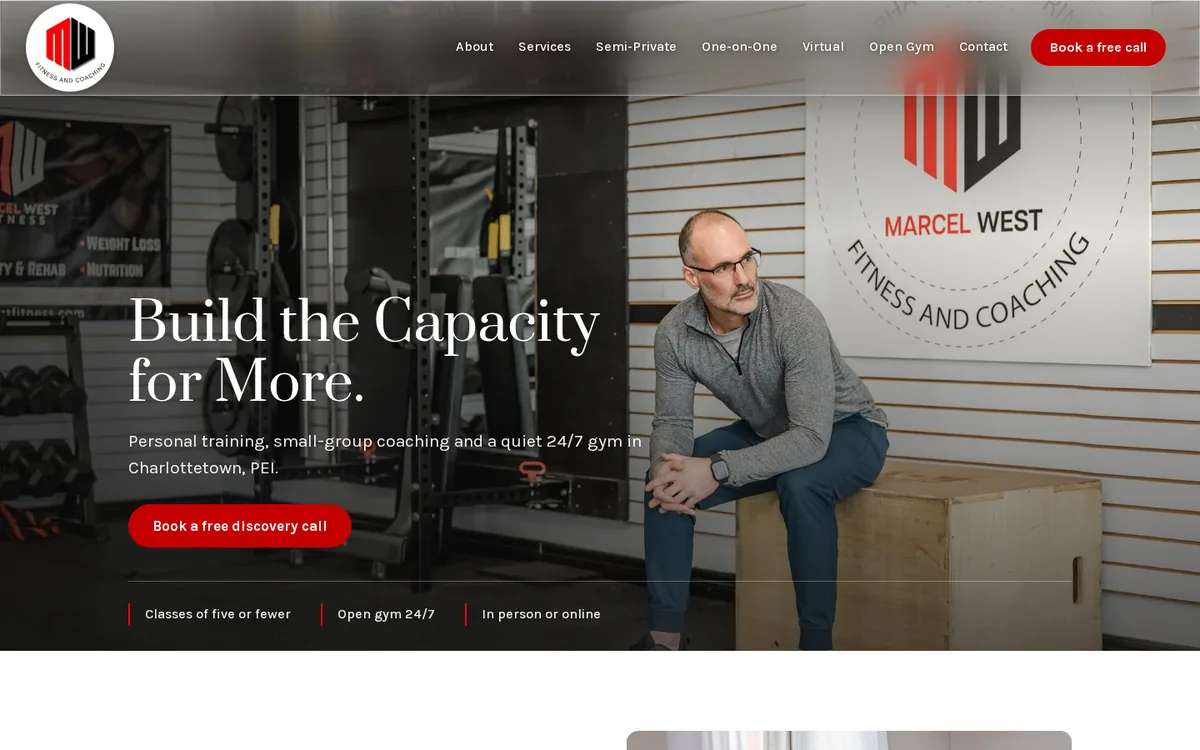 Screenshot of the MW Fitness and Coaching website homepage I built