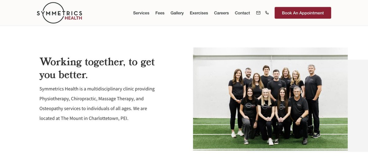 The Symmetrics Health website I built, live on their own domain